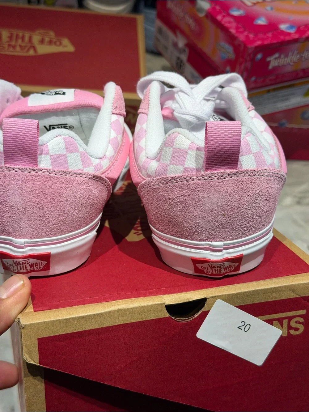 Vans Kids Pink and White Checkerboard Old Skool Sneakers